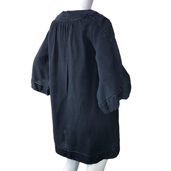 Calypso St Barths Womens Size XS Tunic Blouse Split Neck Flared Sleeve Midnight - Picture 8 of 15